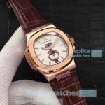 Fake Patek Philippe Nautilus Annual Calendar Leather Strap Watches
